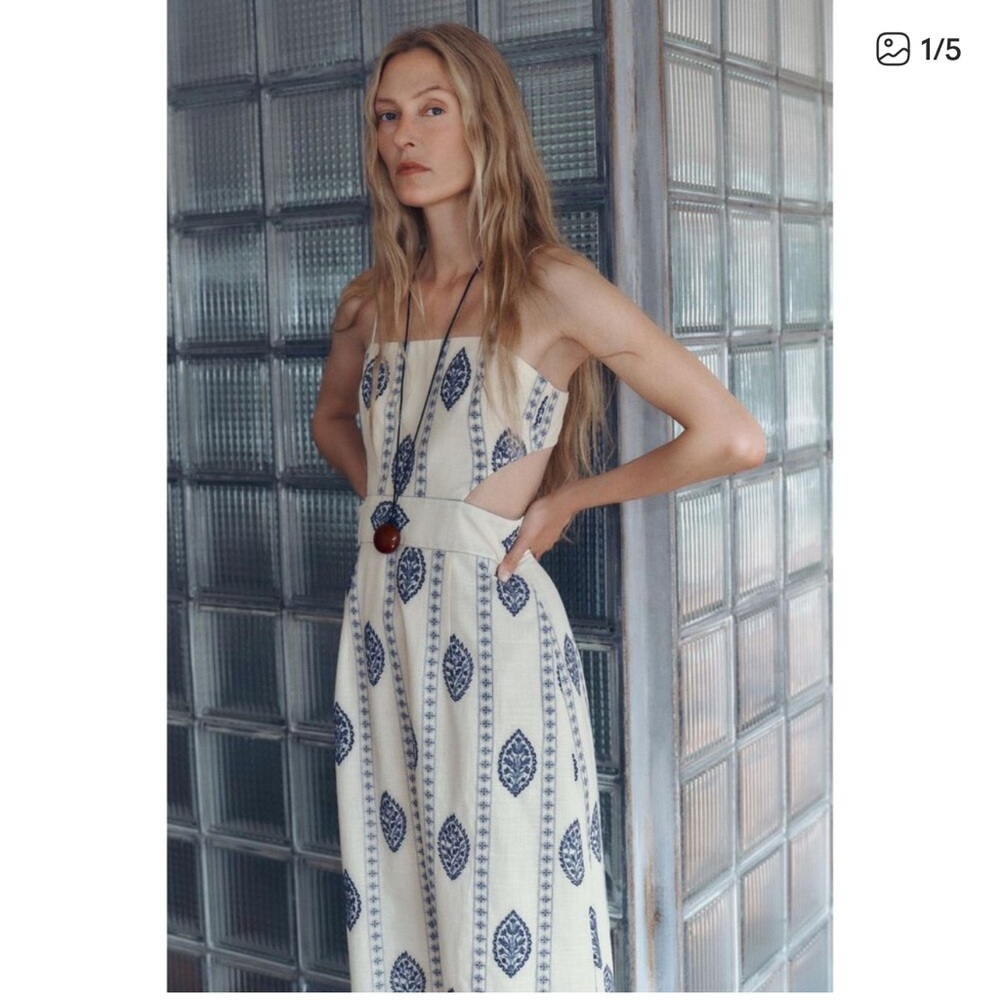 NEW! Zara Cutout Embroidered Midi Dress